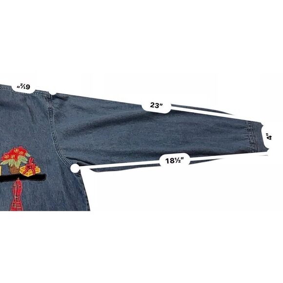 Vintage Denim Casey & Max Christmas Shirt Womens Size XL EMBROIDERED Fast Ship - Picture 7 of 13